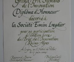 communication événementielle : calligraphie de diplôme d'honneur